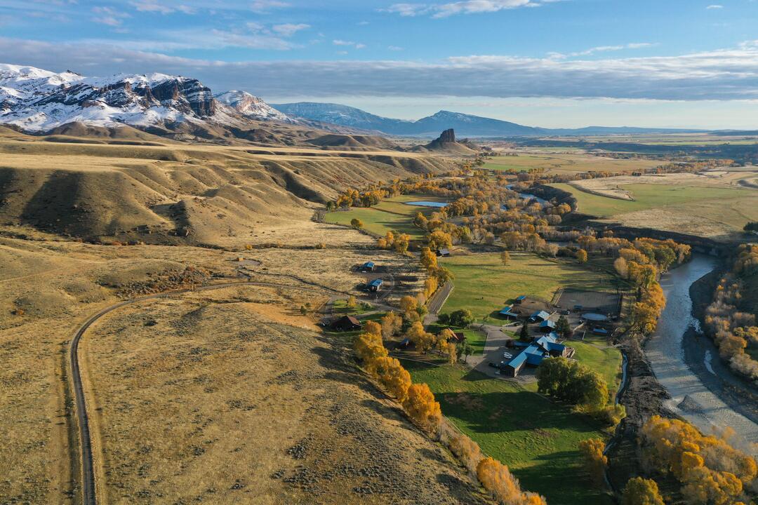 Aerial view of Hawks Hill Ranch in the Wyoming valley